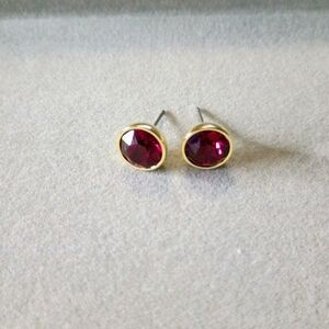 New 18K Gold Plated Red CZ'S Stud Earrings